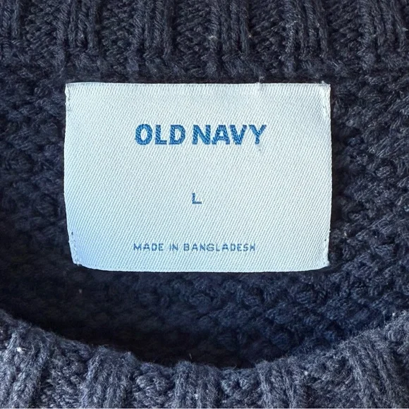 Men's Old Navy EUC Classic Cable Knit Sweater - Navy Sz L - Picture 5 of 5